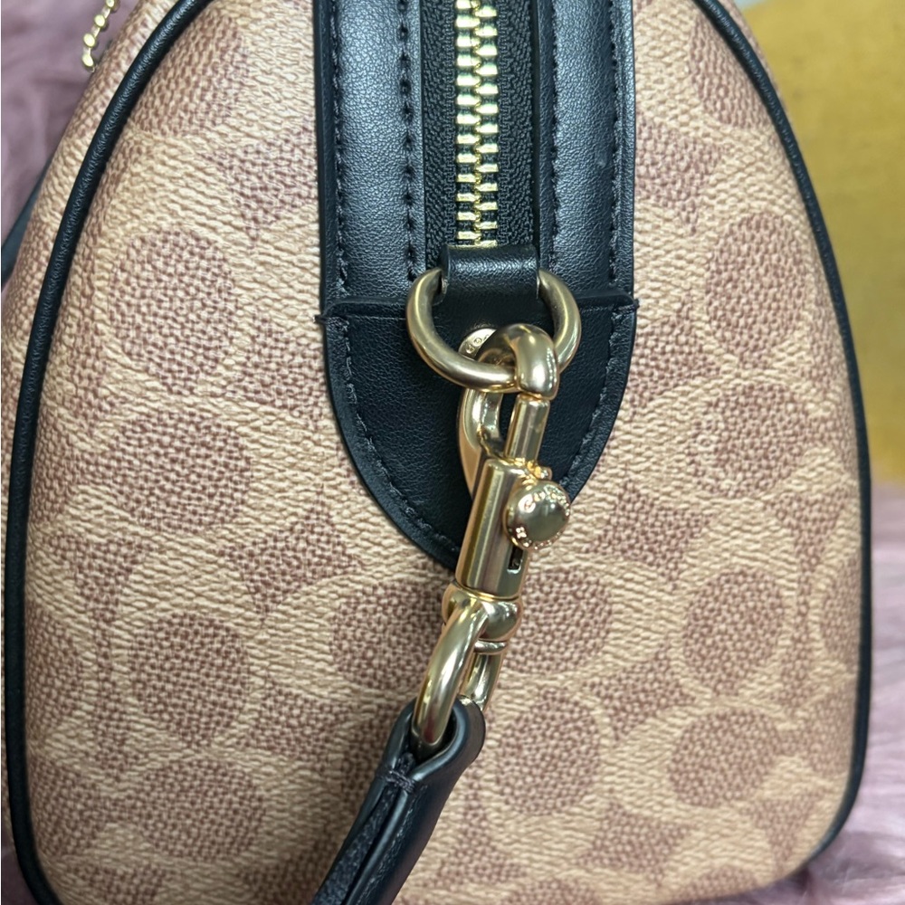 Coach Signature Tan and Black Satchel - Picture 3 of 10